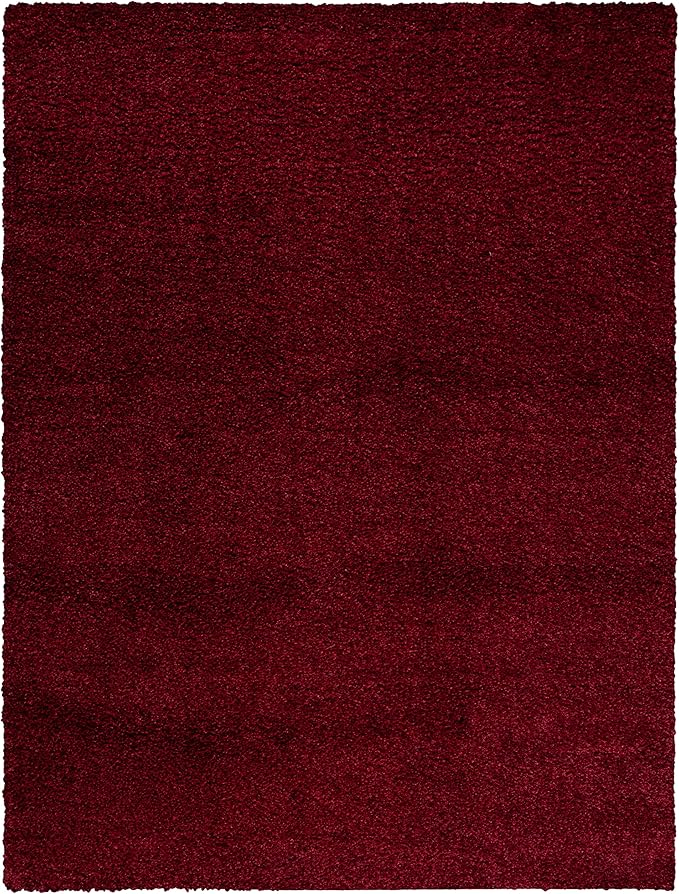 SAFAVIEH Santa Monica Shag Collection 8' x 10' Maroon SGN725 Solid Non-Shedding Living Room Bedroom Dining Room Entryway Plush 2-inch Thick Area Rug