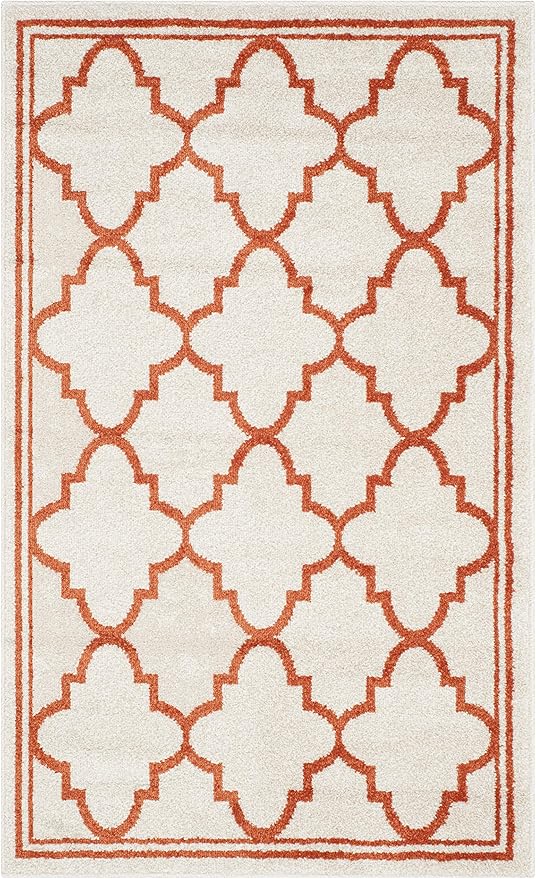 SAFAVIEH Amherst Collection Accent Rug - 2'6" x 4', Beige & Orange, Moroccan Trellis Design, Non-Shedding & Easy Care, Ideal for High Traffic Areas in Entryway, Living Room, Bedroom (AMT422F)