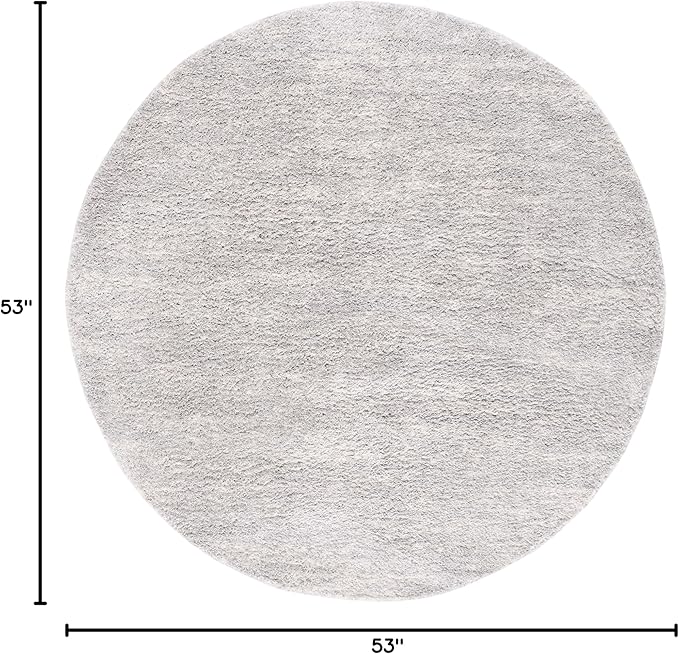 SAFAVIEH Berber Shag Collection Accent Rug - 4' Round, Grey & Ivory, Modern Design, Non-Shedding & Easy Care, 1.2-inch Thick, Ideal for The Living Room, Bedroom, Dining Room (BER563G-4R)