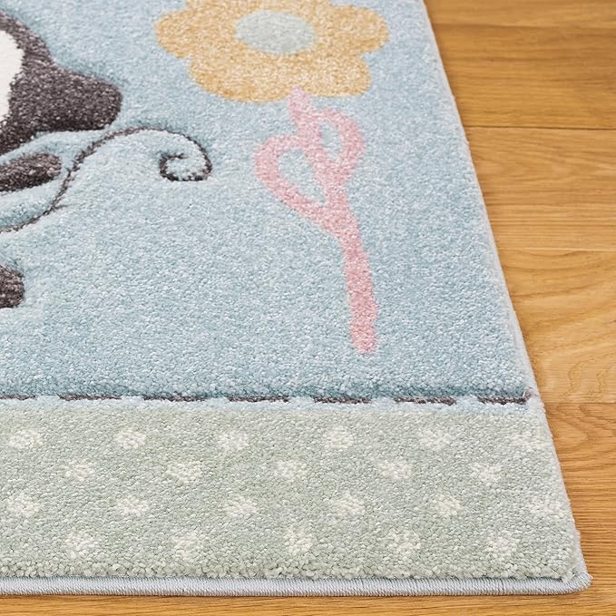 SAFAVIEH Carousel Kids 100 Collection Runner Rug - 8' Runner, Blue, Transitional Design, Stain Resistant, Ideal for High Traffic Areas in Hallway, Bathroom & Kitchen (CRK120K-28)