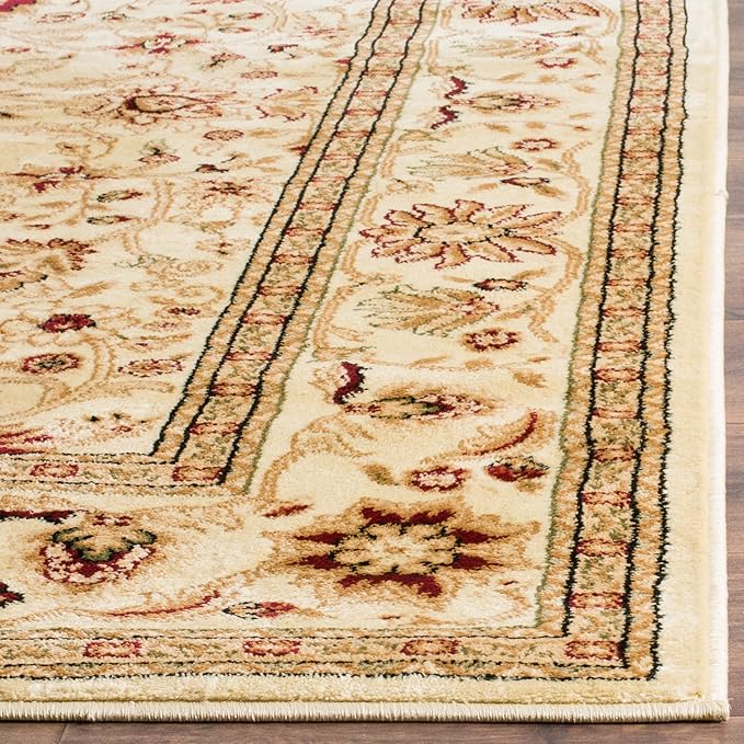 SAFAVIEH Lyndhurst Collection Area Rug - 5'3" Square, Ivory & Ivory, Traditional Oriental Design, Non-Shedding & Easy Care, Ideal for High Traffic Areas in Living Room, Bedroom (LNH212L)