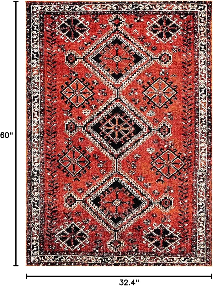 SAFAVIEH Vintage Hamadan Collection Accent Rug - 2'7" x 5', Orange & Red, Traditional Persian Design, Non-Shedding & Easy Care, Ideal for High Traffic Areas in Entryway, Living Room, Bedroom (VTH293P)