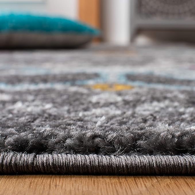 SAFAVIEH Amsterdam Collection Accent Rug - 4' x 6', Dark Grey & Ivory, Moroccan Boho Design, Non-Shedding & Easy Care, Ideal for High Traffic Areas in Entryway, Living Room, Bedroom (AMS108H)
