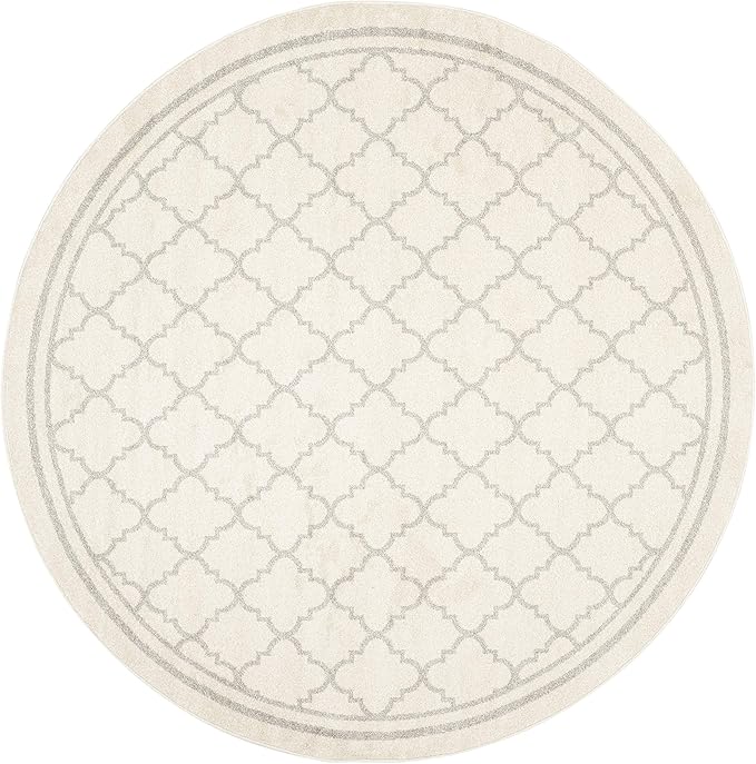 SAFAVIEH Amherst Collection 3' Round Beige/Light Grey AMT422E Moroccan Trellis Non-Shedding Living Room Bedroom Area Rug