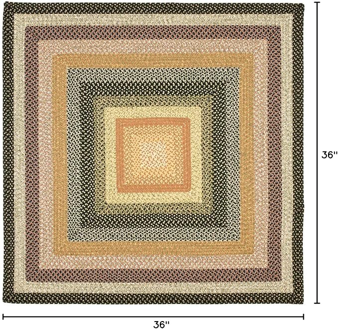 SAFAVIEH Washable Rug Outdoor Braided Collection - 3' Square, Multi, Handmade & Reversible, Non-Shedding & Easy to Clean, Ideal for Patio, Backyard, Mudroom (BRD308A)