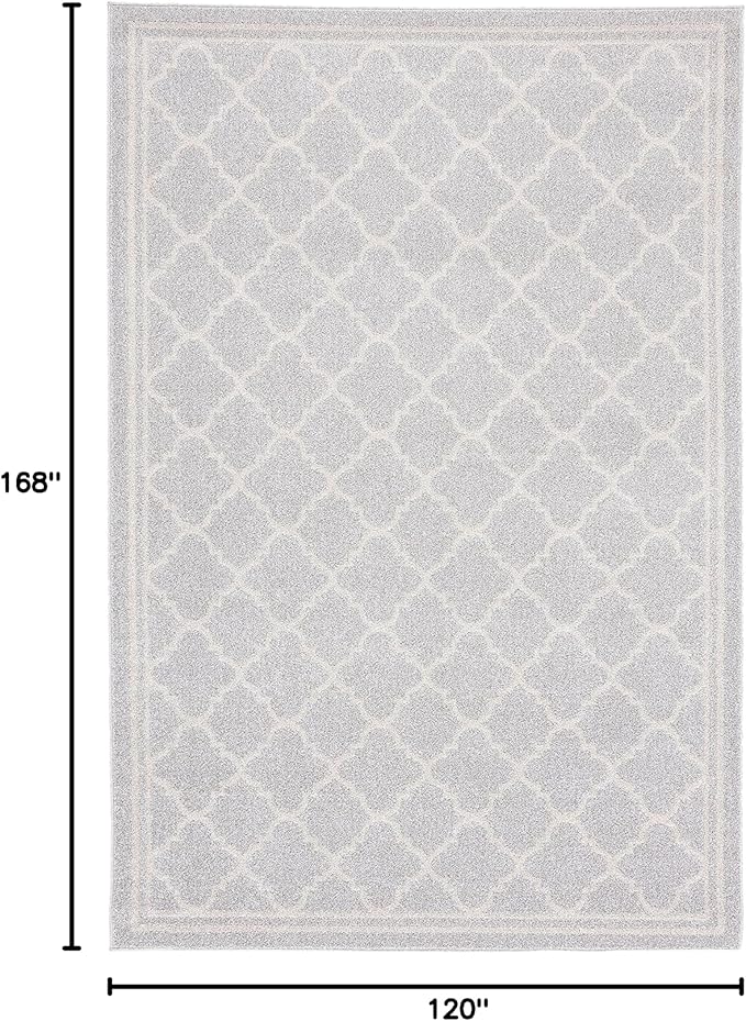 SAFAVIEH Amherst Collection Area Rug - 10' x 14', Light Grey & Beige, Moroccan Trellis Design, Non-Shedding & Easy Care, Ideal for High Traffic Areas in Living Room, Bedroom (AMT422B)
