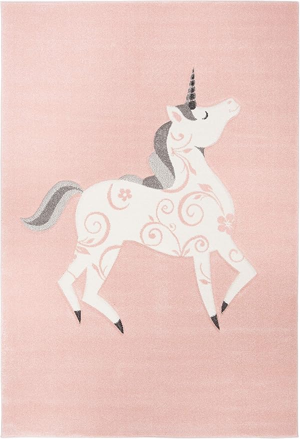 SAFAVIEH Carousel Kids Collection Accent Rug - 4' x 6', Pink & Ivory, Non-Shedding & Easy Care, Ideal for High Traffic Areas for Boys & Girls in Playroom, Nursery, Bedroom (CRK163P)