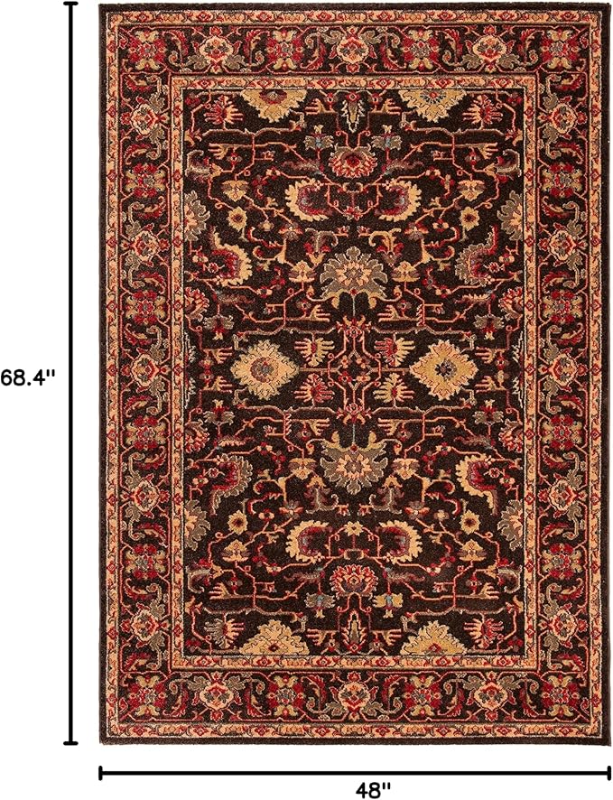 SAFAVIEH Mahal Collection Accent Rug - 4' x 5'7", Brown & Beige, Traditional Oriental Design, Non-Shedding & Easy Care, Ideal for High Traffic Areas in Entryway, Living Room, Bedroom (MAH693T)
