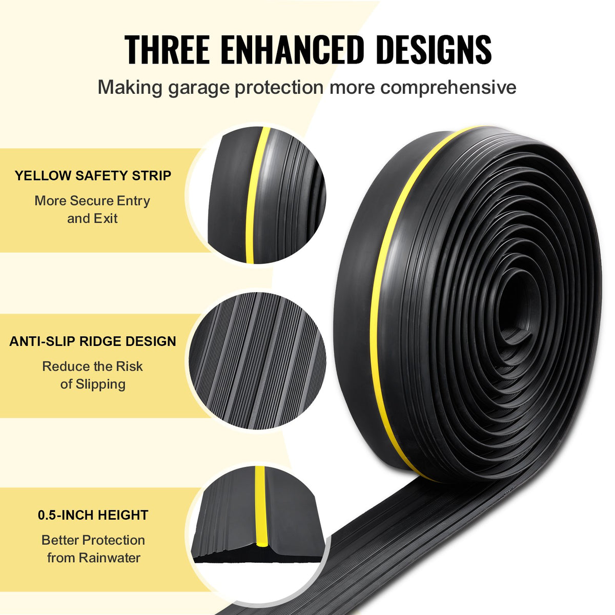 Garage Door Threshold Seal Strip, 20 FT Universal Garage Door Floor Seal Strip With Adhesive, Garage Door Bottom Weatherproof Strip, Upgraded Thick PVC DIY Weather Stripping Replac - Image 5