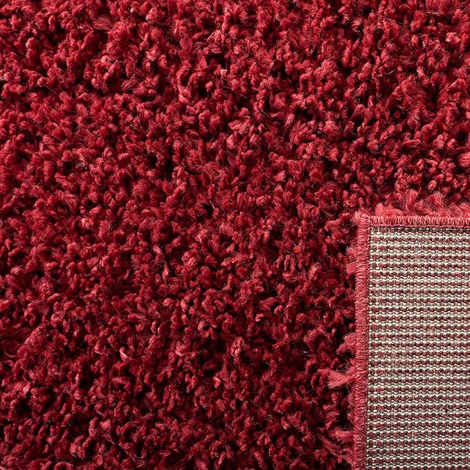 SAFAVIEH August Shag Collection Accent Rug - 3' x 5', Red, Solid Design, Non-Shedding & Easy Care, 1.5-inch Thick Ideal for High Traffic Areas in Entryway, Living Room, Bedroom (AUG200Q)