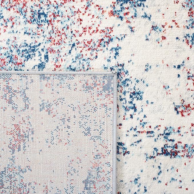 SAFAVIEH Brentwood Collection 4' x 6' Navy / Red BNT822N Modern Abstract Non-Shedding Living Room Bedroom Accent Rug