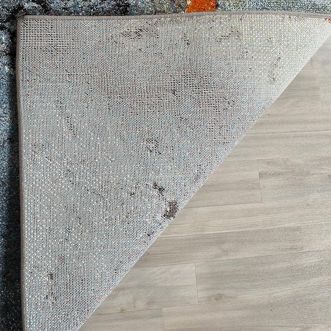 SAFAVIEH Glacier Collection Area Rug - 5'3" Square, Blue & Multi, Modern Abstract Design, Non-Shedding & Easy Care, Ideal for High Traffic Areas in Living Room, Bedroom (GLA125B)