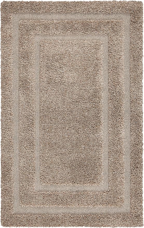 SAFAVIEH Florida Shag Collection Accent Rug - 3' Square, Beige & Beige, Non-Shedding, 1.2-inch Thick, Ideal for Living Room, Foyer, Bedroom (SG454-1313-3SQ)