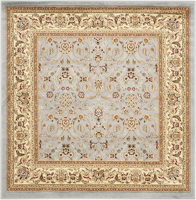 SAFAVIEH Lyndhurst Collection Area Rug - 5' Square, Light Blue & Ivory, Traditional Oriental Design, Non-Shedding & Easy Care, Ideal for High Traffic Areas in Living Room, Bedroom (LNH312B)