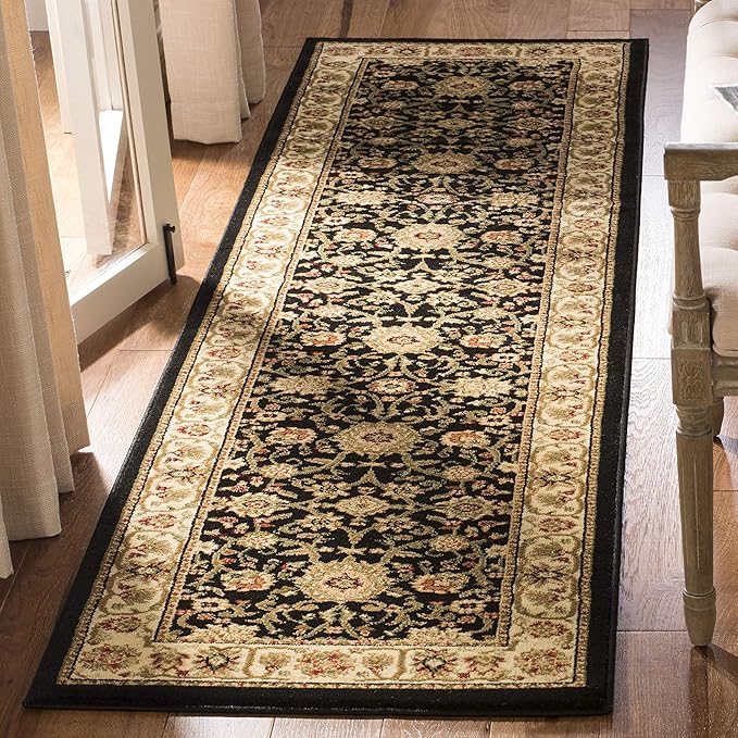 SAFAVIEH Lyndhurst Collection Runner Rug - 2'3" x 8', Black & Ivory, Traditional Oriental Design, Non-Shedding & Easy Care, Ideal for High Traffic Areas in Living Room, Bedroom (LNH212A)