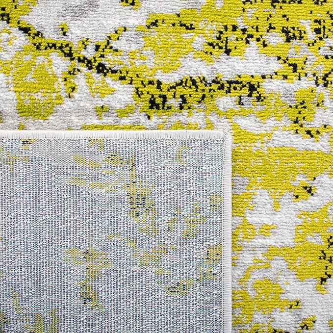 SAFAVIEH Skyler Collection 4' x 6' Grey/Green SKY186Y Modern Abstract Non-Shedding Entryway Living Room Foyer Bedroom Accent Rug