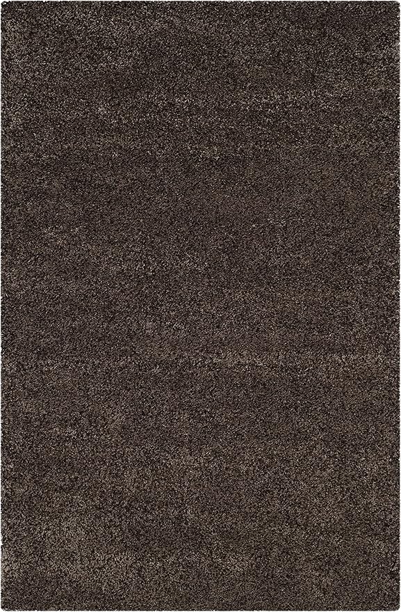 SAFAVIEH Santa Monica Shag Collection 4' x 6' Mushroom SGN725 Solid Non-Shedding Living Room Bedroom Dining Room Entryway Plush 2-inch Thick Area Rug