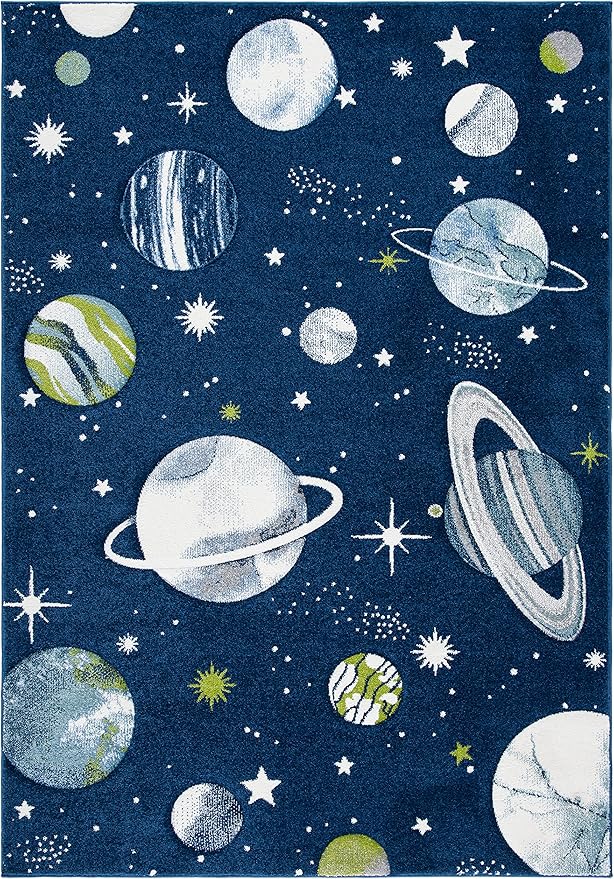 SAFAVIEH Carousel Kids Collection Accent Rug - 2' x 3', Navy & Ivory, Non-Shedding & Easy Care, Ideal for High Traffic Areas for Boys & Girls in Playroom, Nursery, Bedroom (CRK103N)