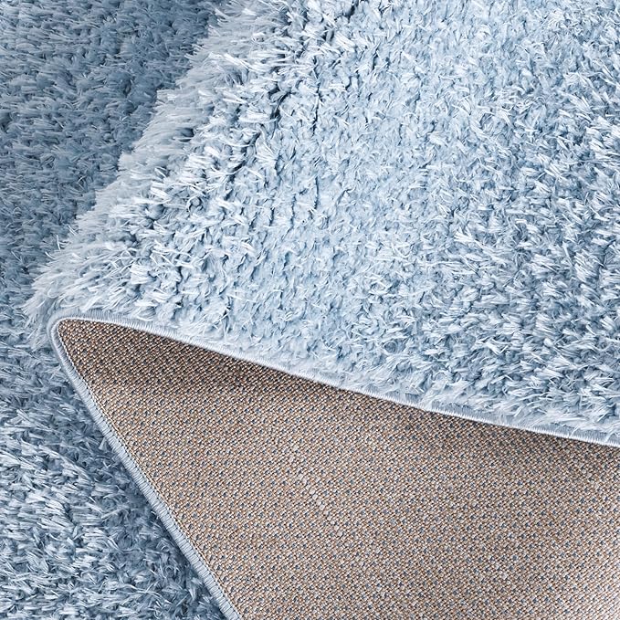 SAFAVIEH Lindsay Shag Collection Square Rug - 6'7" Square, Aqua, Contemporary Design, Ideal for High Traffic Areas in Bedroom, Dining Room & Kitchen (LNS560J-7SQ)