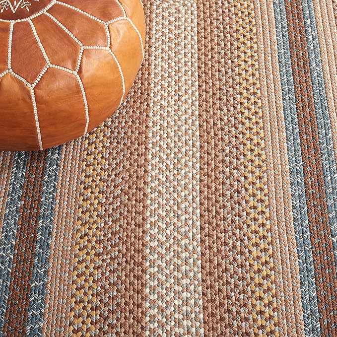 SAFAVIEH Washable Rug Outdoor Braided Collection - 2'3" x 12' Runner, Brown & Multi, Handmade, Indoor & Outdoor & Washable, Ideal for Patio, Backyard, Mudroom, (BRD313A)