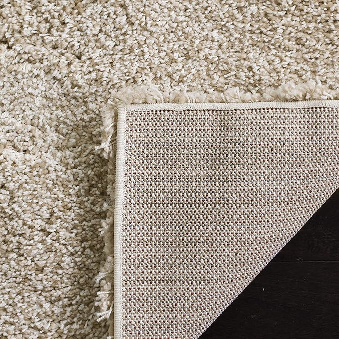 SAFAVIEH Santa Monica Shag Collection 4' x 6' Beige SGN725 Solid Non-Shedding Living Room Bedroom Dining Room Entryway Plush 2-inch Thick Area Rug