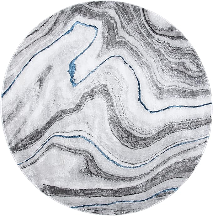 SAFAVIEH Craft Collection 4' Round Grey/Blue CFT819N Modern Abstract Non-Shedding Living Room Dining Bedroom Foyer Area Rug