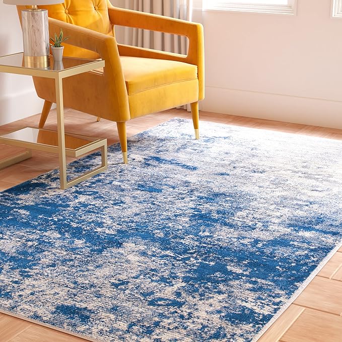 SAFAVIEH Brentwood Collection 6' x 9' Grey / Navy BNT822G Modern Abstract Non-Shedding Living Room Bedroom Dining Home Office Area Rug