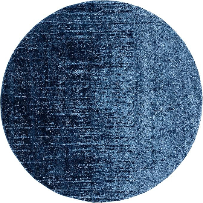 SAFAVIEH Retro Collection Area Rug - 6' Round, Light Blue & Blue, Modern Abstract Design, Non-Shedding & Easy Care, Ideal for High Traffic Areas in Living Room, Bedroom (RET2770-6065)