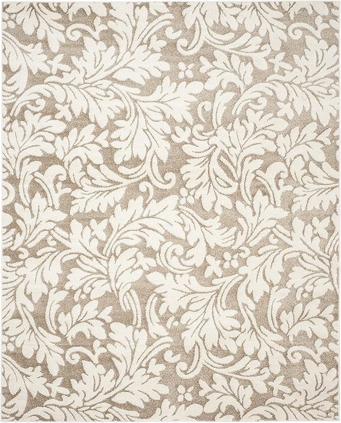SAFAVIEH Amherst Collection Area Rug - 9' x 12', Wheat & Beige, Floral Design, Non-Shedding & Easy Care, Ideal for High Traffic Areas in Living Room, Bedroom (AMT425S)