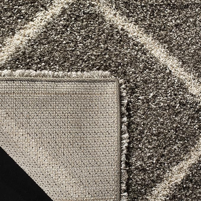 SAFAVIEH Hudson Shag Collection Runner Rug - 2'3" x 16', Grey & Ivory, Modern Trellis Design, Non-Shedding & Easy Care, 2-inch Thick Ideal for High Traffic Areas in Living Room, Bedroom (SGH281B)