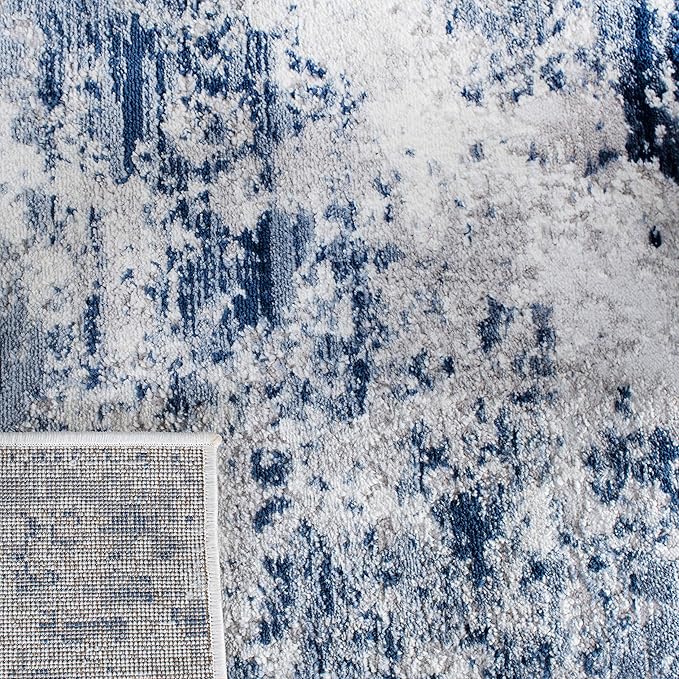 SAFAVIEH Amelia Collection Area Rug - 6' x 9', Navy & Grey, Modern Abstract Design, Non-Shedding & Easy Care, Ideal for High Traffic Areas in Living Room, Bedroom (ALA705N)