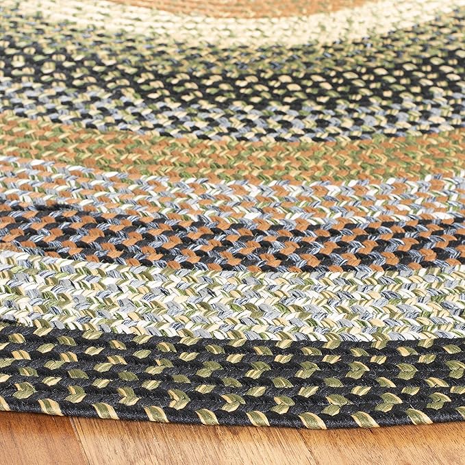 SAFAVIEH Washable Rug Outdoor Braided Collection - 5' x 8' Oval, Multi, Handmade & Reversible, Non-Shedding & Easy to Clean, Ideal for Patio, Backyard, Mudroom (BRD308A)