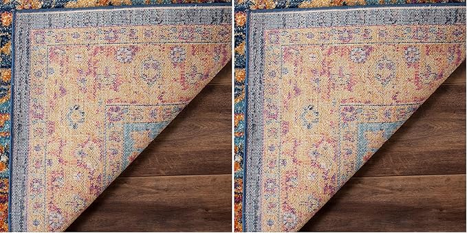 Safavieh Evoke Collection 2'2" x 4' Blue/Orange EVK275C Oriental Medallion Distressed Non-Shedding Living Room Bedroom Accent Rug (Pack of 2)
