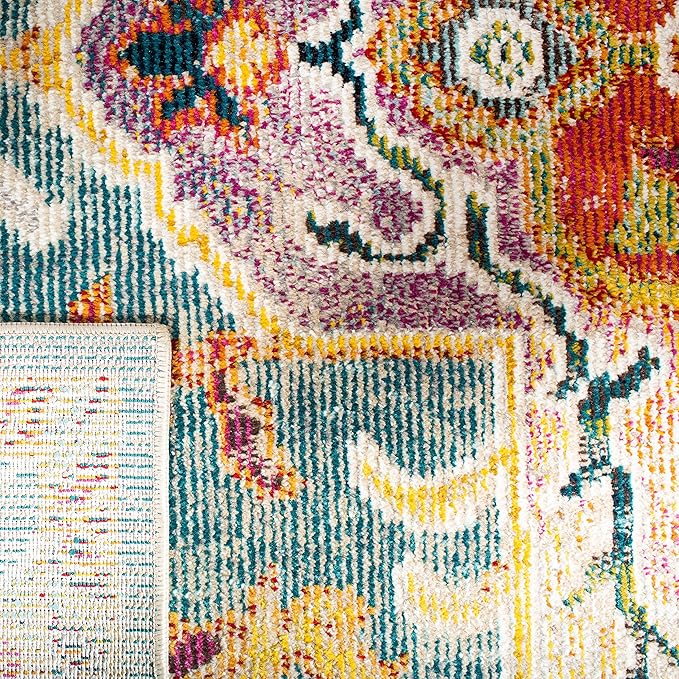 SAFAVIEH Crystal Collection X-Large Area Rug - 11' x 16', Orange & Teal, Medallion Distressed Design, Non-Shedding & Easy Care, Ideal for High Traffic Areas in Living Room, Bedroom (CRS501K)
