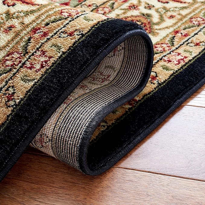 SAFAVIEH Lyndhurst Collection Accent Rug - 4' x 6', Black & Beige, Traditional Oriental Design, Non-Shedding & Easy Care, Ideal for High Traffic Areas in Entryway, Living Room, Bedroom (LNH330Z)