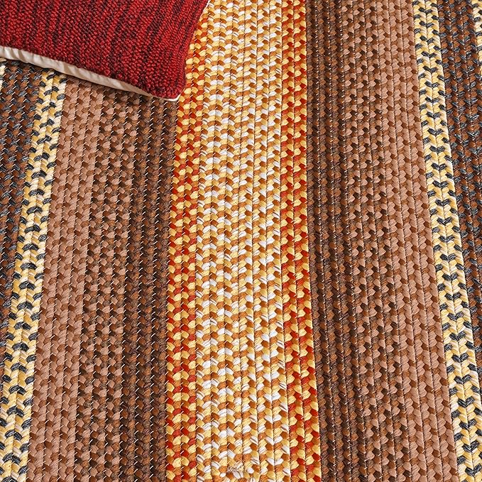 SAFAVIEH Washable Rug Outdoor Braided Collection - 5' Square, Brown & Light Brown, Handmade & Reversible, Non-Shedding & Easy to Clean, Ideal for Patio, Backyard, Mudroom (BRD313T)