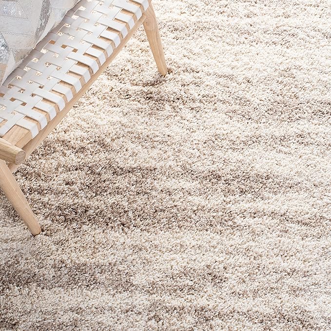 SAFAVIEH Hudson Shag Collection Accent Rug - 3' x 5', Ivory & Beige, Modern Design, Non-Shedding & Easy Care, 2-inch Thick Ideal for High Traffic Areas in Entryway, Living Room, Bedroom (SGH206B)
