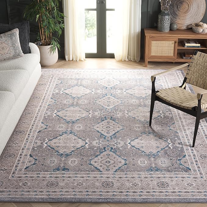 SAFAVIEH Sofia Collection Area Rug - 8' x 10', Light Grey & Beige, Vintage Oriental Distressed Design, Non-Shedding & Easy Care, Ideal for High Traffic Areas in Living Room, Bedroom (SOF366B)