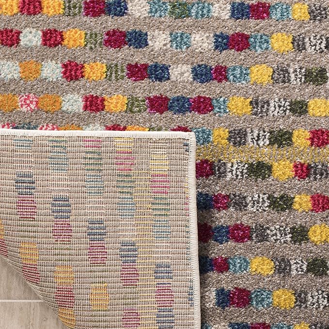 SAFAVIEH Monaco Collection Area Rug - 6'7" x 9'2", Multi & Beige, Boho Diamond Design, Non-Shedding & Easy Care, Ideal for High Traffic Areas in Living Room, Bedroom (MNC204F)