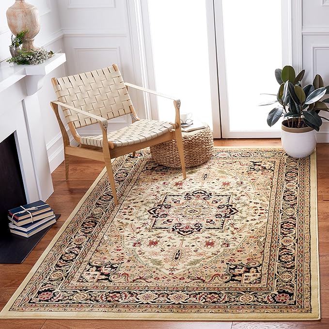 SAFAVIEH Lyndhurst Collection Accent Rug - 4' x 6', Beige & Black, Traditional Oriental Design, Non-Shedding & Easy Care, Ideal for High Traffic Areas in Entryway, Living Room, Bedroom (LNH330C)