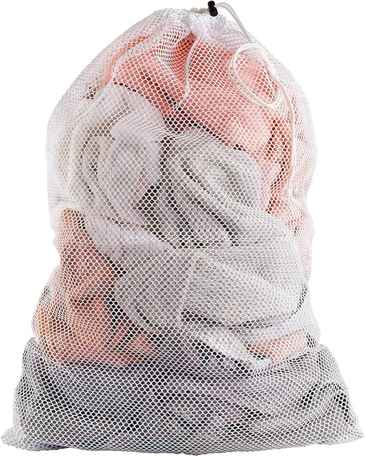 Handy Laundry Mesh XL Laundry Bag - Durable, Machine Washable with Secure Drawstring Closure - Perfect for College Dorms, Laundromats, Apartments (White)