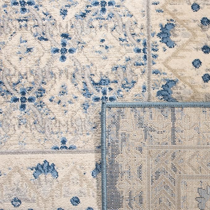 SAFAVIEH Brentwood Collection Runner Rug - 2' x 12', Light Grey & Blue, Traditional Oriental Distressed Design, Non-Shedding & Easy Care, Ideal for High Traffic Areas in Living Room, Bedroom (BNT899G)