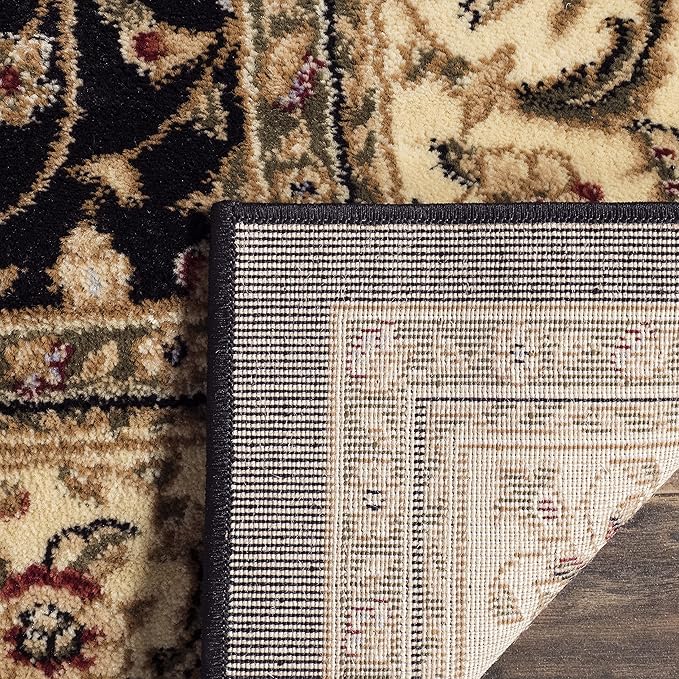 SAFAVIEH Lyndhurst Collection Area Rug - 8' Square, Black & Ivory, Traditional Oriental Design, Non-Shedding & Easy Care, Ideal for High Traffic Areas in Living Room, Bedroom (LNH316B)