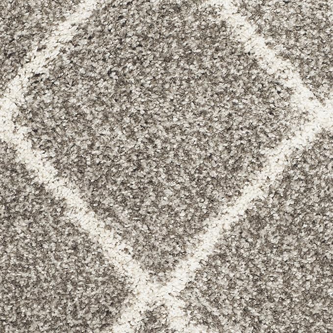 SAFAVIEH Hudson Shag Collection Accent Rug - 3' x 5', Grey & Ivory, Modern Trellis Design, Non-Shedding & Easy Care, 2-inch Thick Ideal for High Traffic Areas in Foyer, Living Room, Bedroom (SGH281B)