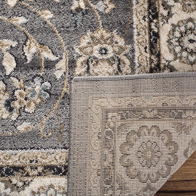 SAFAVIEH Lyndhurst Collection Area Rug - 7' Square, Grey & Cream, Traditional Oriental Design, Non-Shedding & Easy Care, Ideal for High Traffic Areas in Living Room, Bedroom (LNH340G)