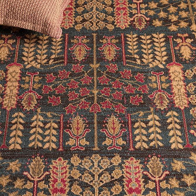 SAFAVIEH Mahal Collection Runner Rug - 2'2" x 16', Navy & Natural, Traditional Oriental Design, Non-Shedding & Easy Care, Ideal for High Traffic Areas in Living Room, Bedroom (MAH697E)