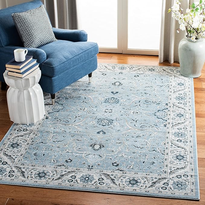 SAFAVIEH Isabella Collection Accent Rug - 3' x 5', Light Blue & Cream, Oriental Design, Non-Shedding & Easy Care, Ideal for High Traffic Areas in Entryway, Living Room, Bedroom (ISA912M)