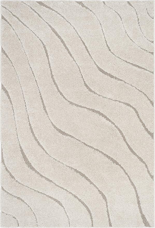SAFAVIEH Florida Shag Collection Area Rug - 5'3" x 7'6", Cream & Beige, Non-Shedding & Easy Care, 1.2-inch Thick Ideal for High Traffic Areas in Living Room, Bedroom (SG472-1113)