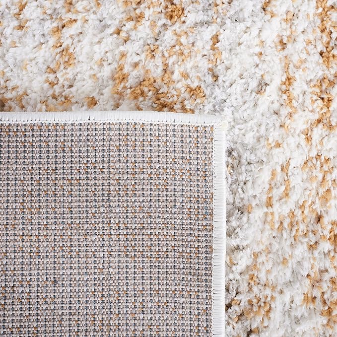 SAFAVIEH Berber Shag Collection Runner Rug - 2'3" x 6', Ivory & Light Gold, Non-Shedding & Easy to Clean, Plush Thick Pile, Ideal for Bedroom, Hallway, Foyer, Entryway (BER563D)