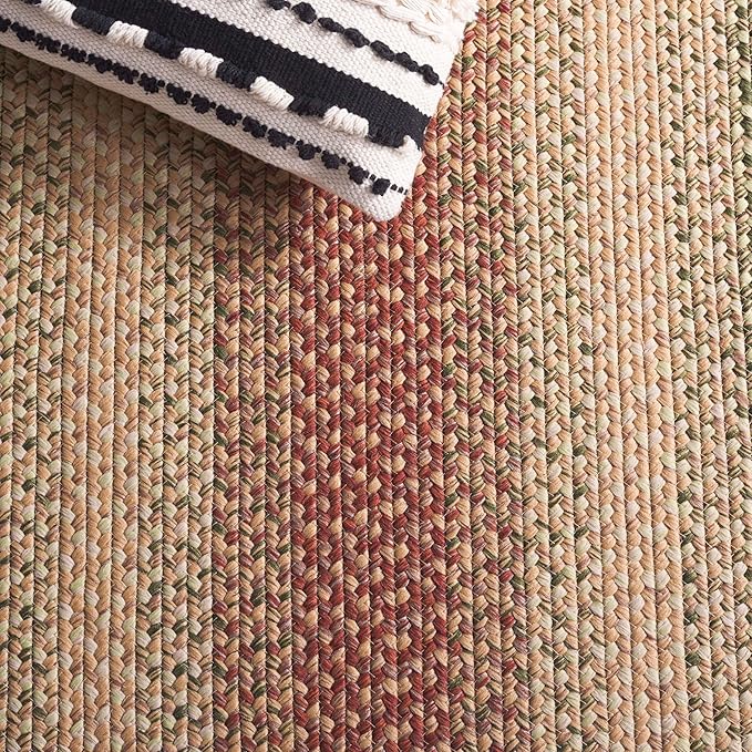 SAFAVIEH Washable Rug Outdoor Braided Collection - 3' x 5' Oval, Rust & Multi, Handmade & Reversible, Non-Shedding & Easy to Clean, Ideal for Patio, Backyard, Mudroom (BRD303A)